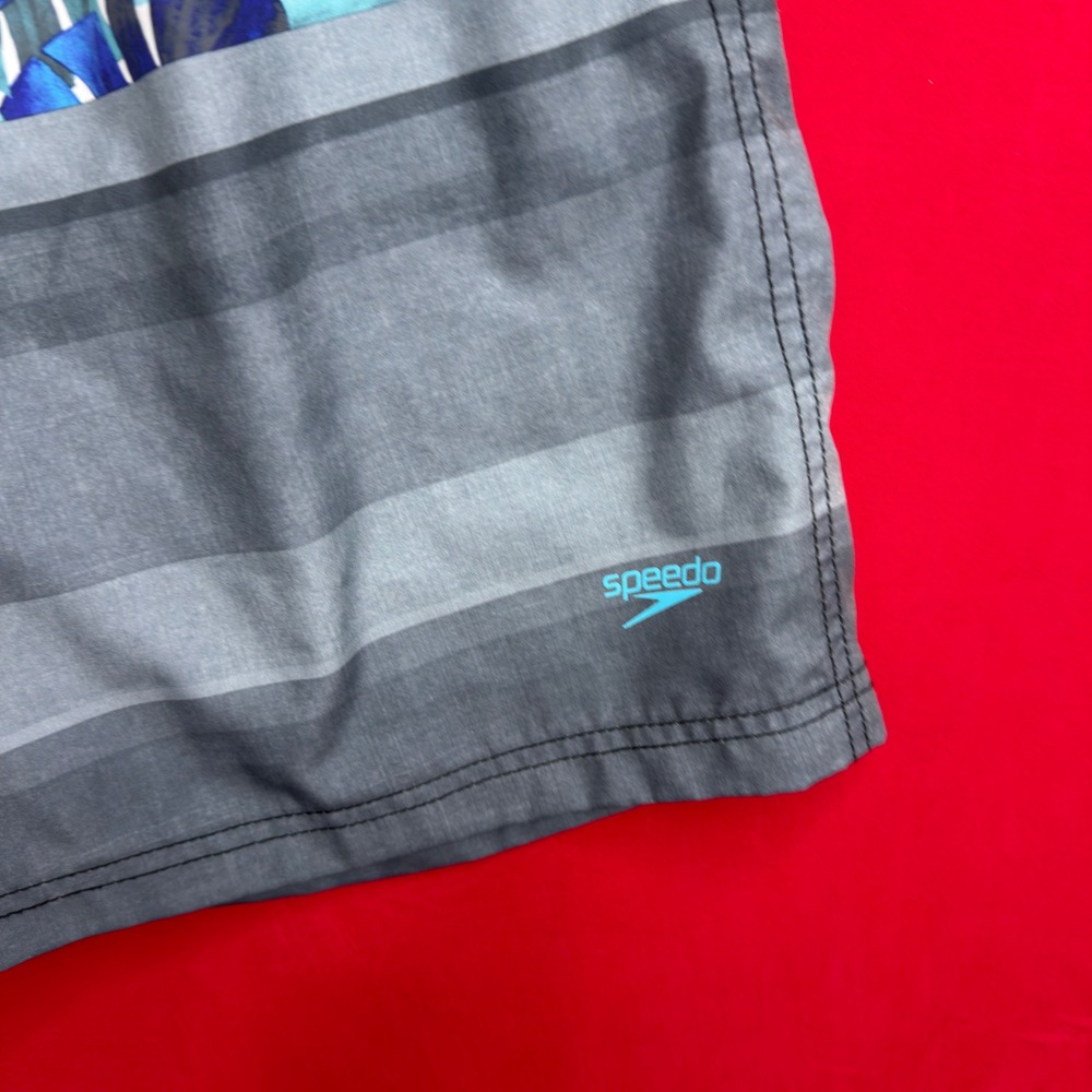 Speedo Mens Grey Blue Tropical Monstera Leaf Print Board Shorts Swim Trunks 30 - Picture 4 of 7